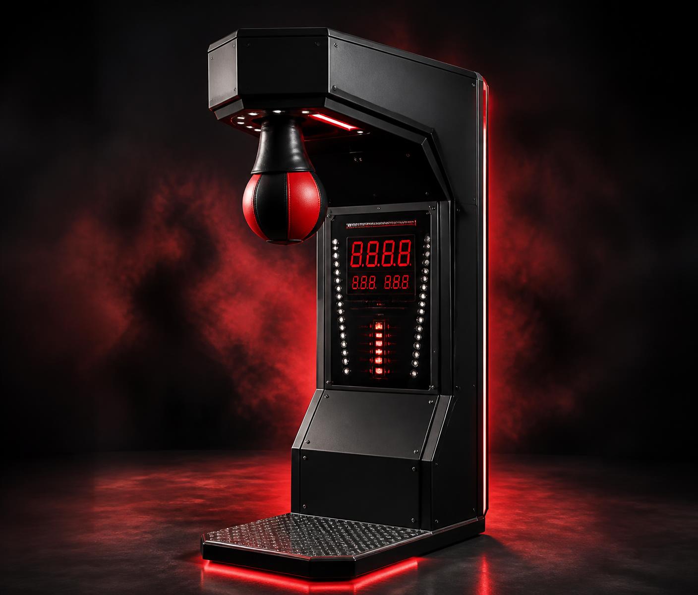 Commercial punching machine in a dark studio